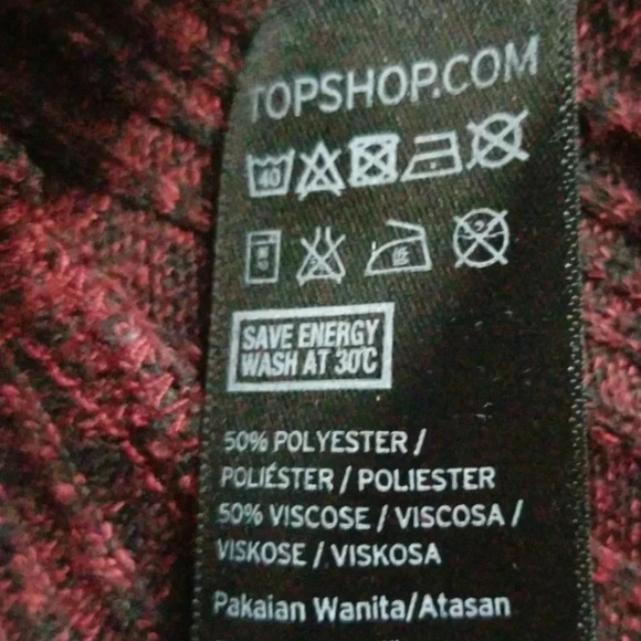 TOPSHOP Flippy Burgundy Ribbed Long Sleeve Dress 4 - Picture 7 of 8